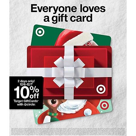 Target: Target Gift Cards : 10% off *Valid 12/6-12/7*