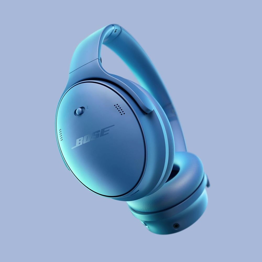 Bose QuietComfort Bluetooth Headphones, Wireless Headphones with Active Over Ear Noise Cancelling and Mic, Deep Bass, Up to 24 Hours of Playtime, Blue Dusk