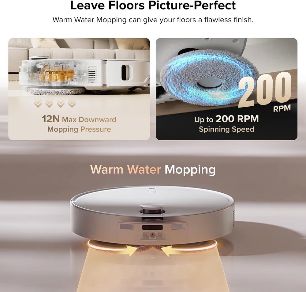 roborock Qrevo CurvX Robot Vacuum and Mop, 22,000Pa Suction, 3.14’’ Ultra Slim, Zero-Tangling Design, Reactive AI Obstacle Recognition, AdaptiLift Chassis, Auto Washing & Drying