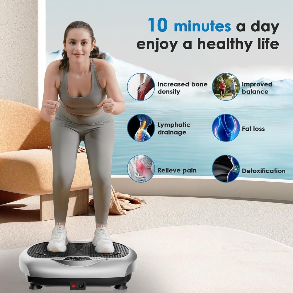 Vibration Plate Exercise Machine - Whole Body Workout Vibration Platform Lymphatic Drainage Machine for Weight Loss Home Fitness