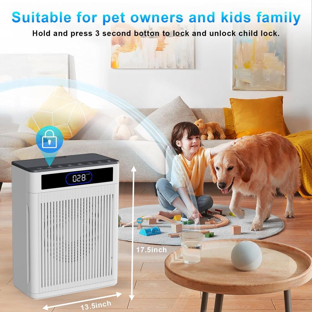 Air Purifiers for Home Large Room Up to 2000 Ft², HEPA Air purifier for Home Pets with Filter, Auto Mode, Timer, PM 2.5 Display Air Quality Sensor