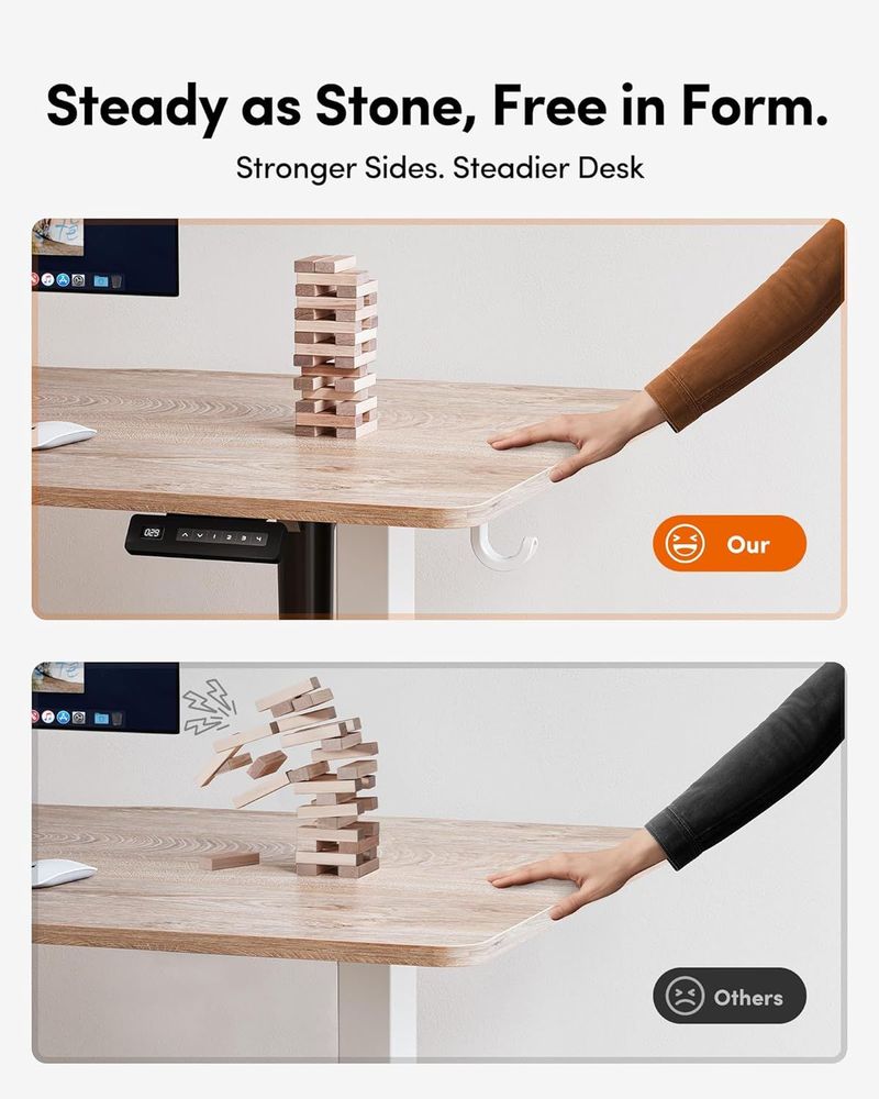 FEZIBO Standing Desk, 48 × 24 Inches Electric Height Adjustable, Sit and Stand Up, Computer Office Desk with Splice Board