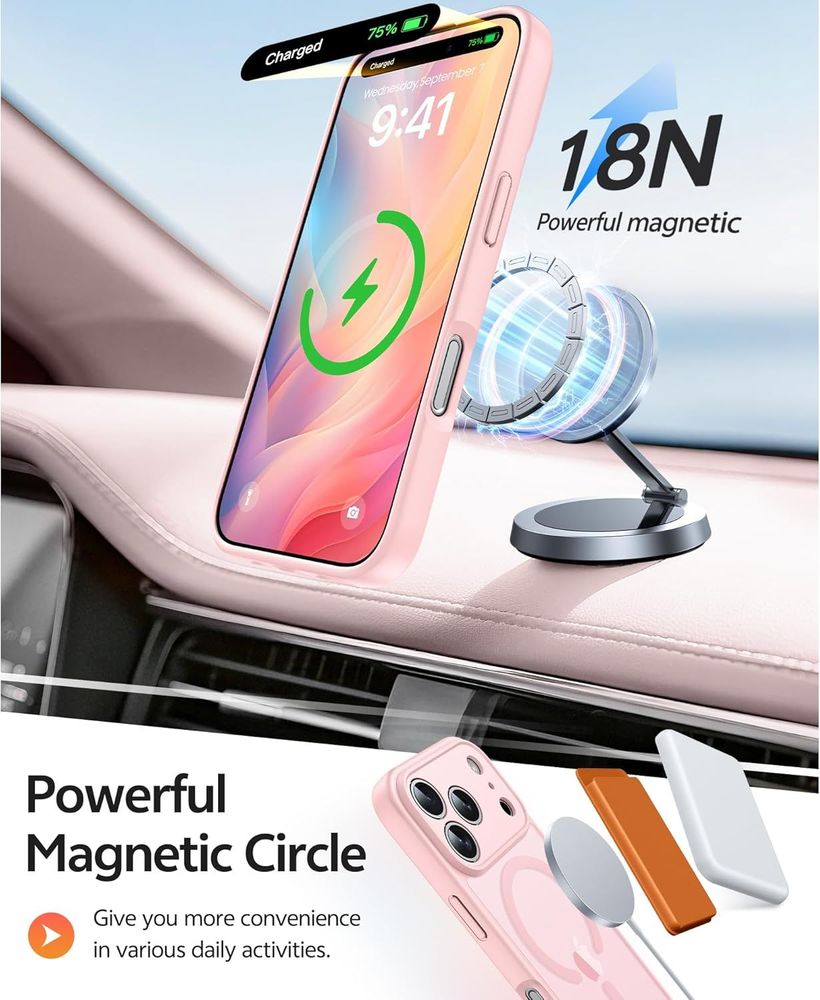FNTCASE for iPhone 17 Pro Max Case: [Compatible with Magsafe] Translucent Matte Cases with [Full Camera Protection] [Screen Protector] Military Grade Shockproof Protective Phone Co