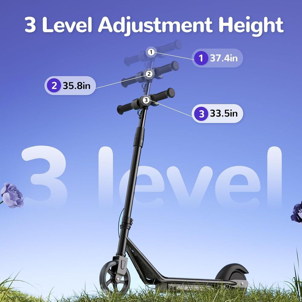 isinwheel Electric Scooter for Kids Ages 6-12, 150W Motor, 6/10 MPH Speeds, Colorful Lights, Adjustable Height, Kids Electric Scooter with Dual Brake & Thumb Throttle