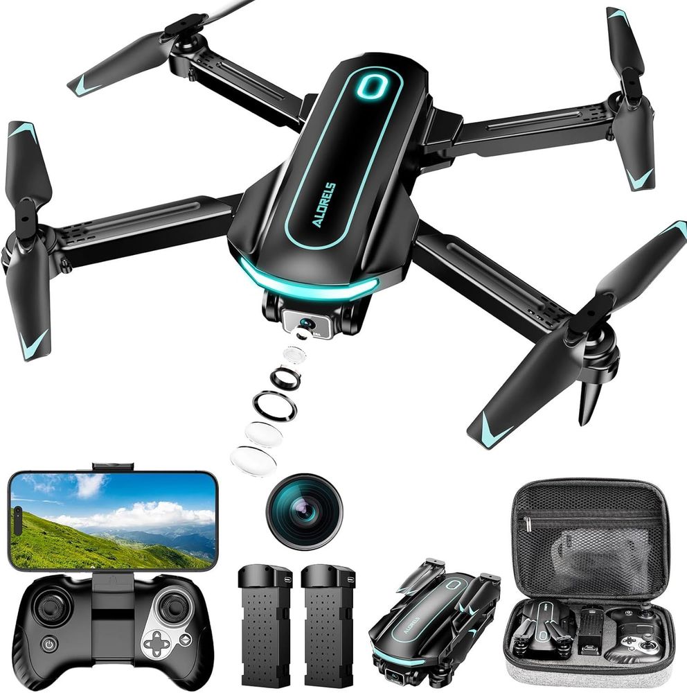 Drone with Camera, Drones for Adults and Beginners, 1080P HD FPV Foldable Mini Drones for Kids, with 2 Batteries, Carrying Case, Trajectory Flight, Gravity Control