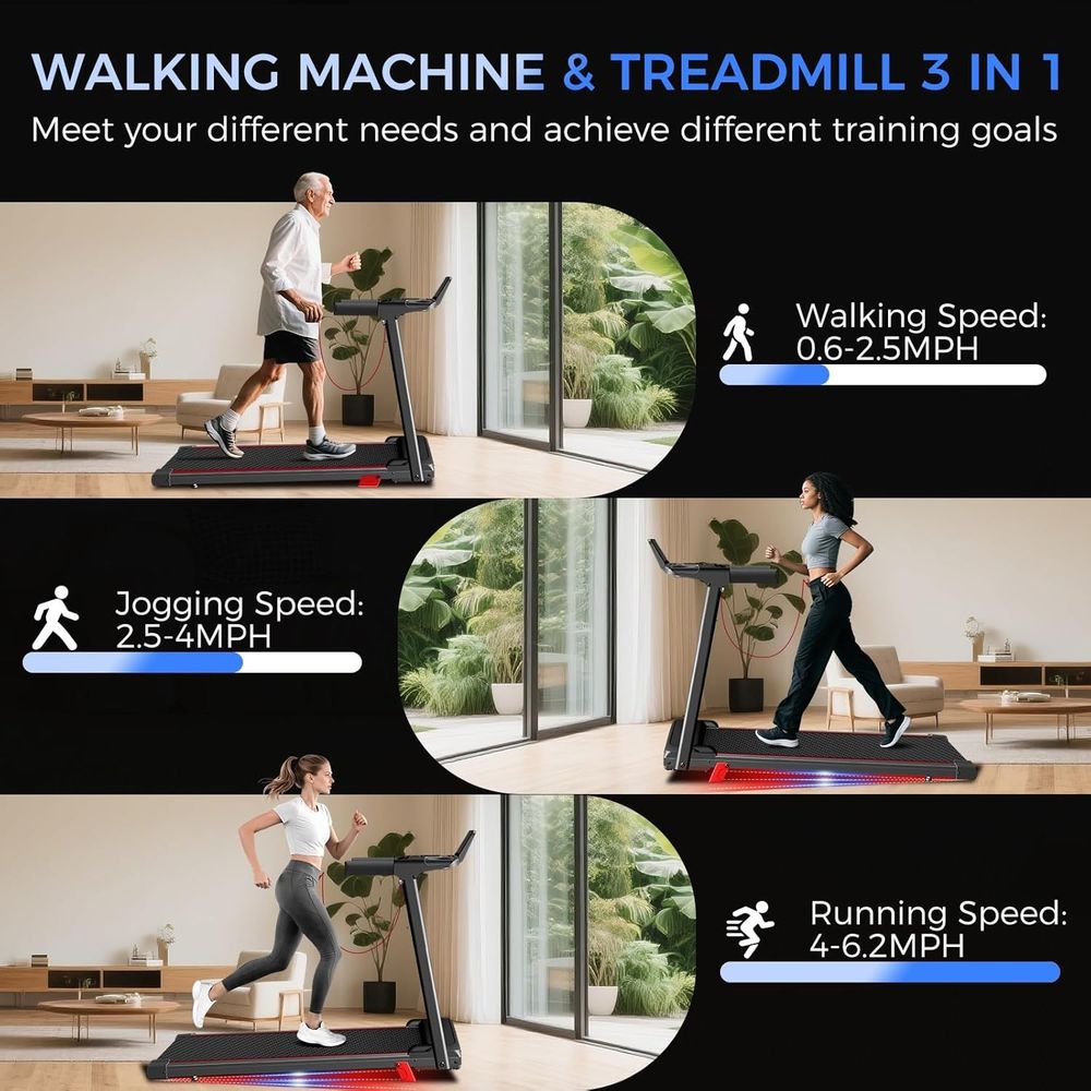 Treadmill with Incline 3-in-1 Portable Treadmills for Home Small, Incline Walking Pad Treadmill with Handle Bar, Walking Pad Foldable with 3.0HP Quiet Brushless