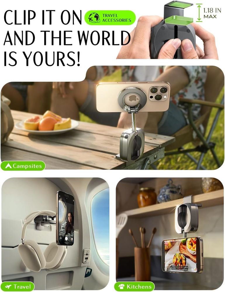 LISEN Travel Gifts for Tech Lovers Women Airplane Gadgets Travel Essentials Phone Holder MagSafe Accessories