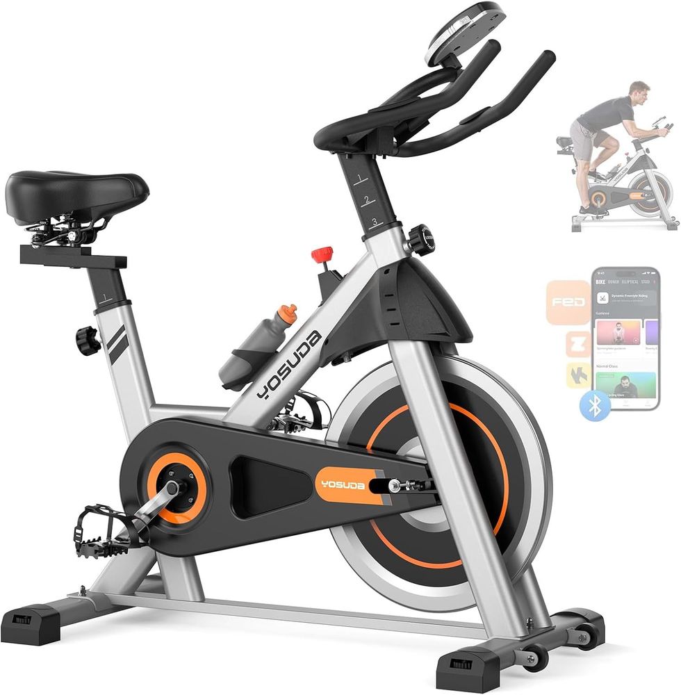 YOSUDA Exercise Bike, Brake Pad Stationary Bike for Home with Exclusive App, Magnetic Indoor Cycling Bike with 300 lb Weight Capacity