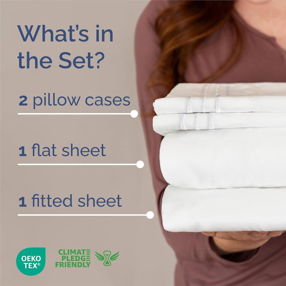 King Size 4 Piece Sheet Set - Comfy Breathable & Cooling Bed Sheets Set - Deep Pockets, Ultra-Soft and Wrinkle Free - White