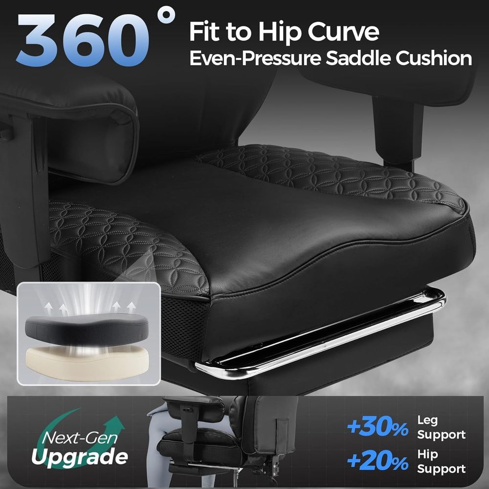 GTRACING Big and Tall Gaming Chair 400lbs Heavy Duty Office Chair with Foot Rest & Ergonomic Pocket Spring Lumbar Support, High Back 3D Saddle Shaped Cushion for Back Pain Relief