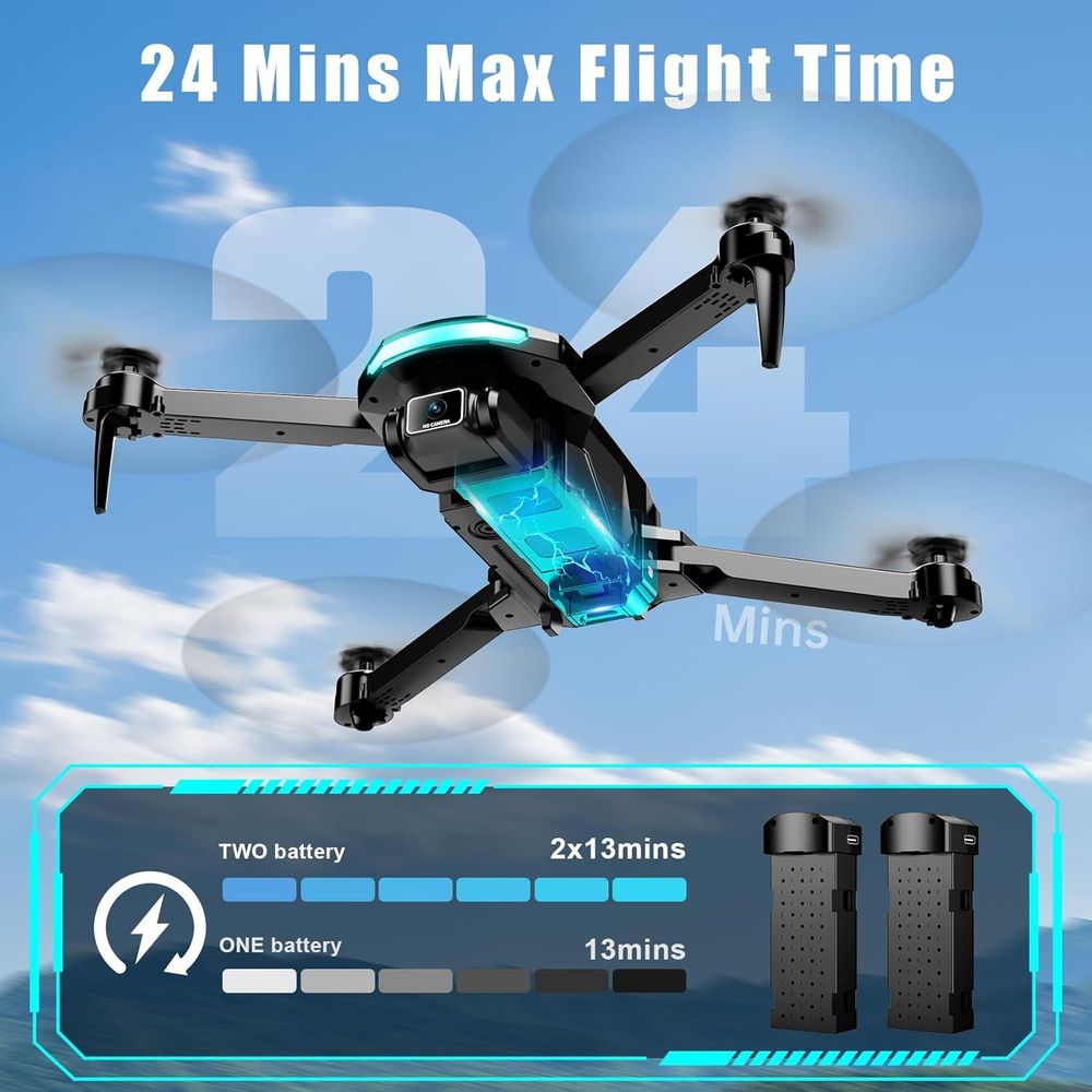 Drone with Camera, Drones for Adults and Beginners, 1080P HD FPV Foldable Mini Drones for Kids, with 2 Batteries, Carrying Case, Trajectory Flight, Gravity Control