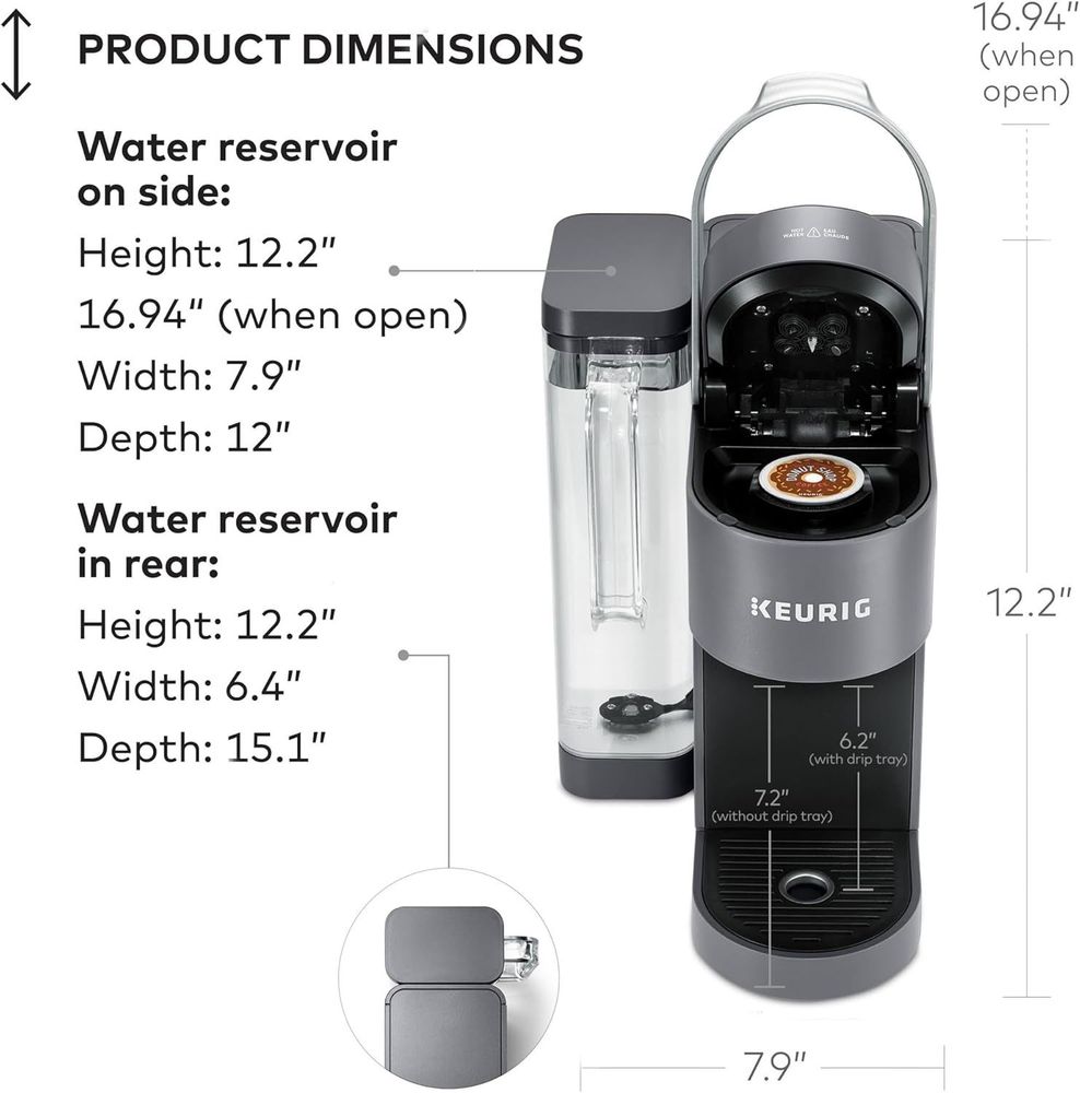 Keurig K-Supreme Single Serve K-Cup Pod Coffee Maker, MultiStream Technology, 4 Brew Sizes, 66oz Dual-Position Removable Reservoir, Gray