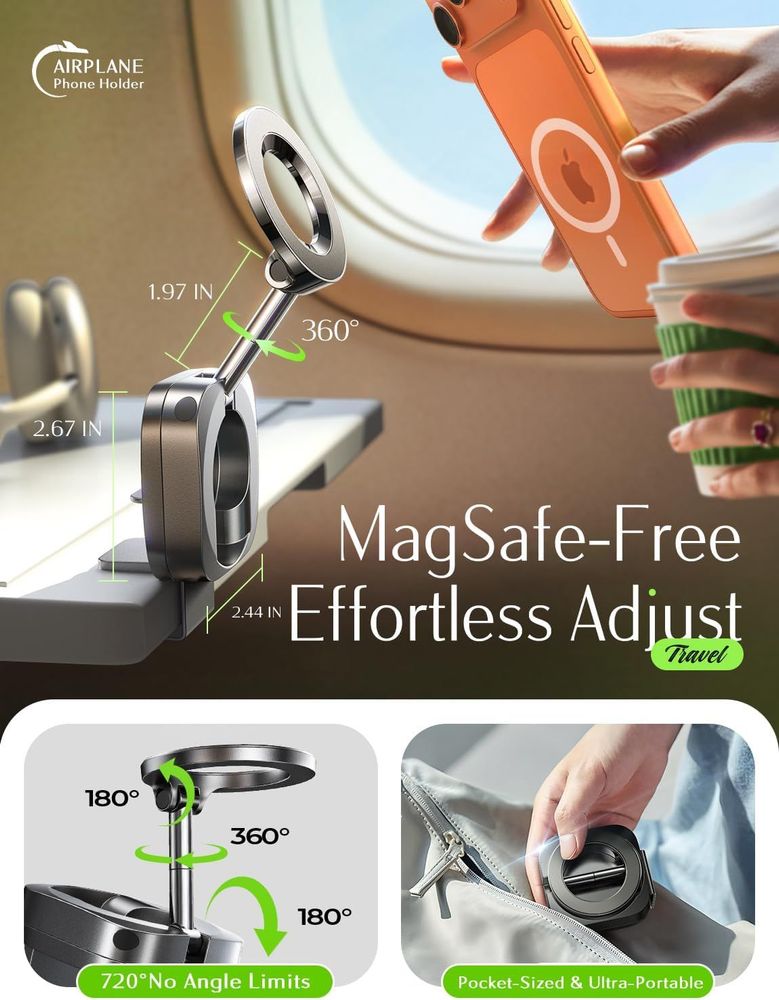 LISEN Travel Gifts for Tech Lovers Women Airplane Gadgets Travel Essentials Phone Holder MagSafe Accessories