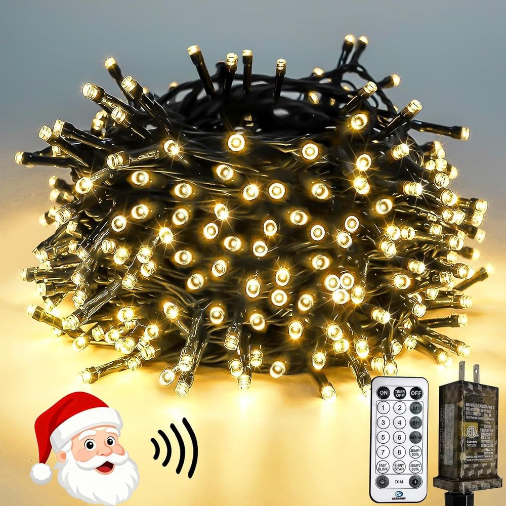 Voice Controlled Christmas Lights with Remote, 99 FT 300 LED String Lights Indoor Outdoor with 12 Modes 3 Timers, Dimmable Twinkle Light