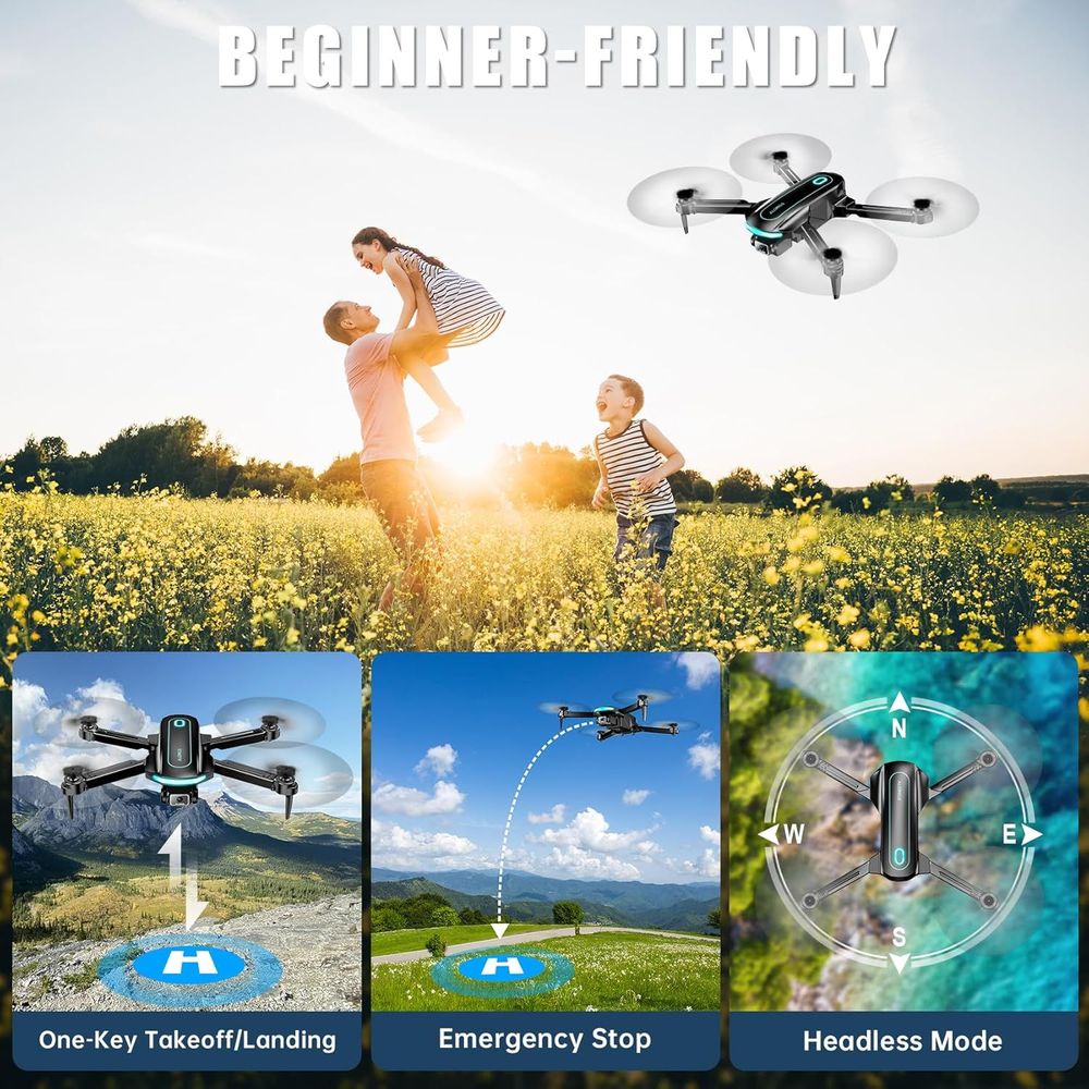Drone with Camera, Drones for Adults and Beginners, 1080P HD FPV Foldable Mini Drones for Kids, with 2 Batteries, Carrying Case, Trajectory Flight, Gravity Control