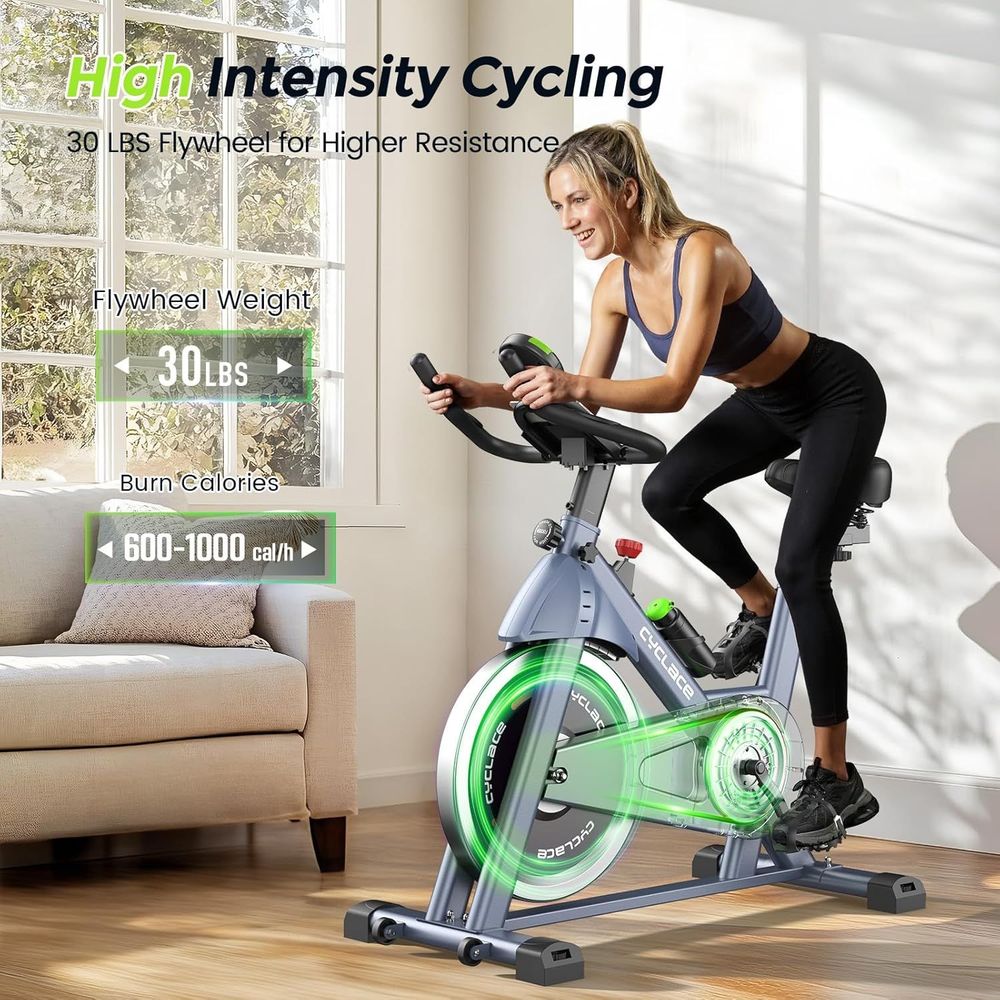 Cyclace Exercise Bike, Magnetic Stationary Bike for Home, Low Noise Cardio Indoor Cycling Bike with App Compatible, 300LBs Weight Capacity & Tablet Mount
