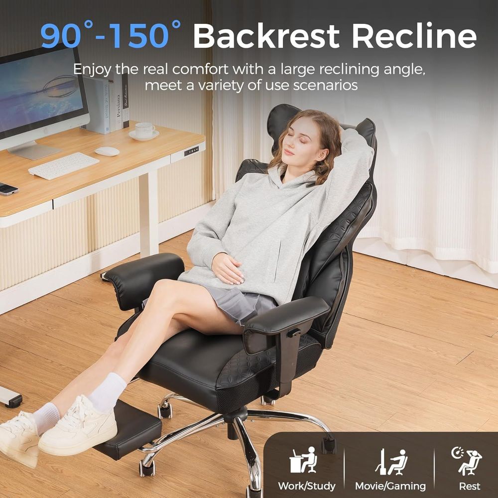 GTRACING Big and Tall Gaming Chair 400lbs Heavy Duty Office Chair with Foot Rest & Ergonomic Pocket Spring Lumbar Support, High Back 3D Saddle Shaped Cushion for Back Pain Relief