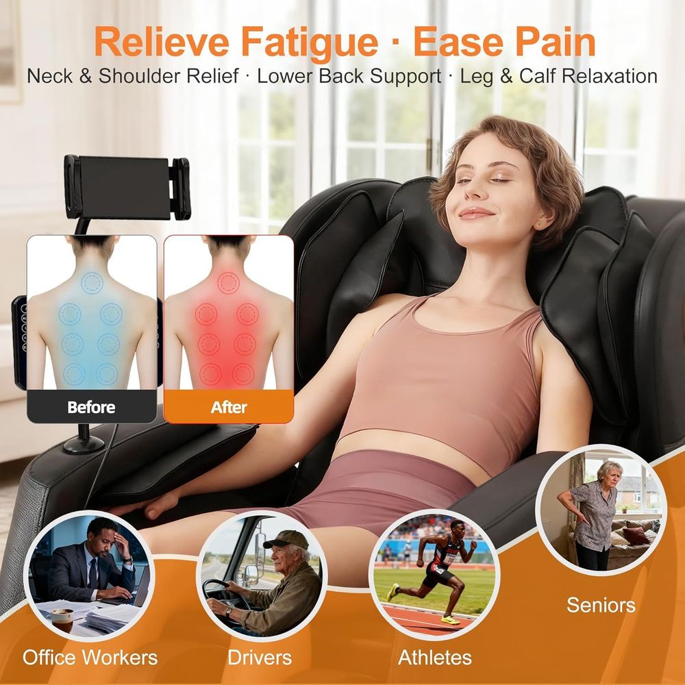 Upgraded Massage Chair Full Body, Zero Gravity Recliner with Heat, 10 Fix Points, Bluetooth, Touch Screen, Footrest, Shiatsu Massage Chair Full Body 