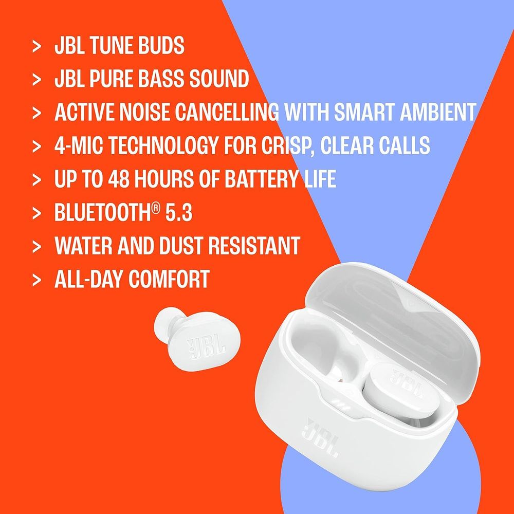 JBL Tune Buds - True wireless Noise Cancelling earbuds, JBL Pure Bass Sound, Bluetooth 5.3, 4-Mic technology for Crisp, Clear Calls, Up to 48 hours of battery life