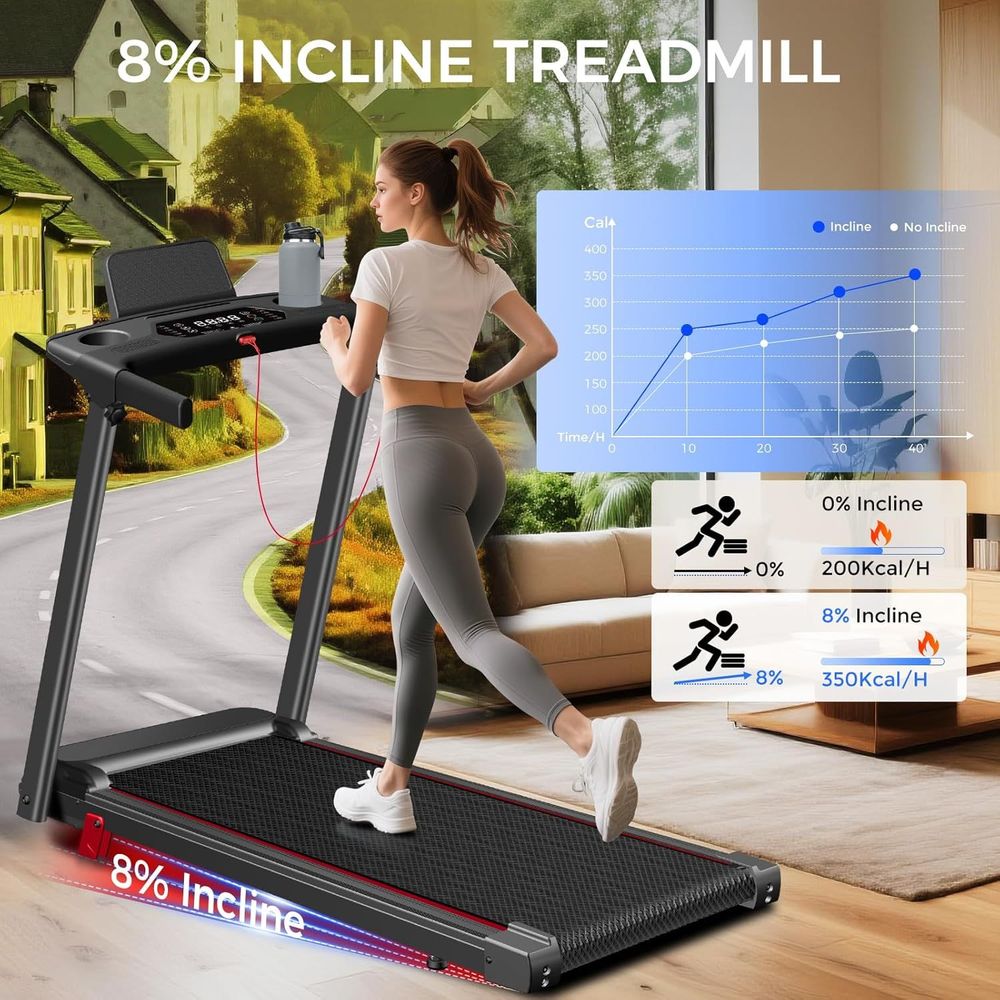 Treadmill with Incline 3-in-1 Portable Treadmills for Home Small, Incline Walking Pad Treadmill with Handle Bar, Walking Pad Foldable with 3.0HP Quiet Brushless
