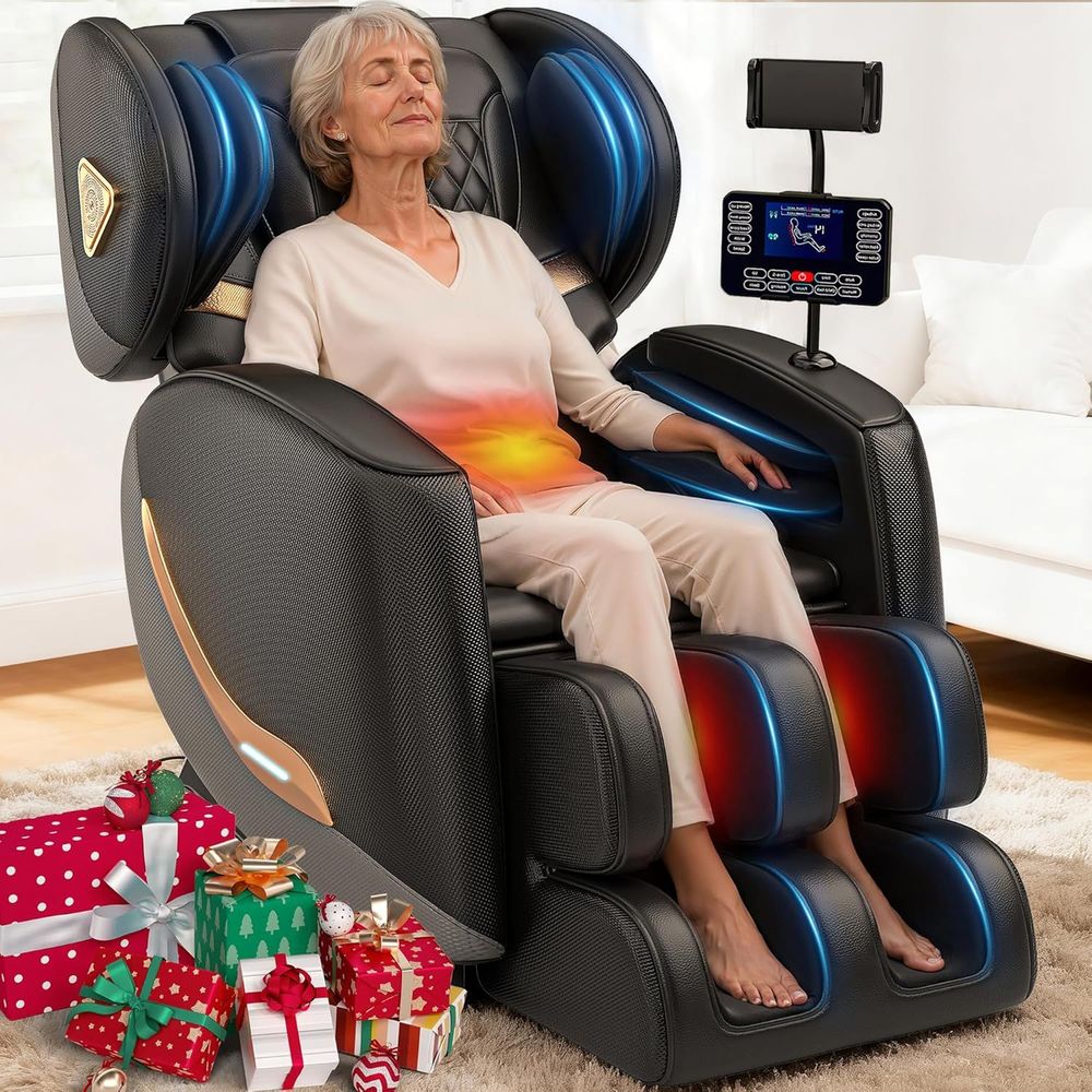 Upgraded Massage Chair Full Body, Zero Gravity Recliner with Heat, 10 Fix Points, Bluetooth, Touch Screen, Footrest, Shiatsu Massage Chair Full Body 