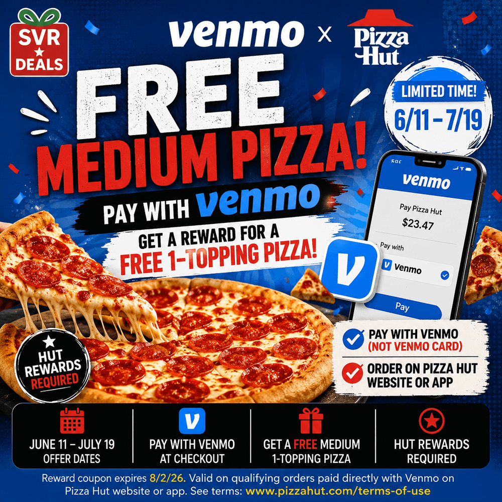 Pizza Hut: Pizza Mediana de 1 Ingrediente Gratis con Venmo