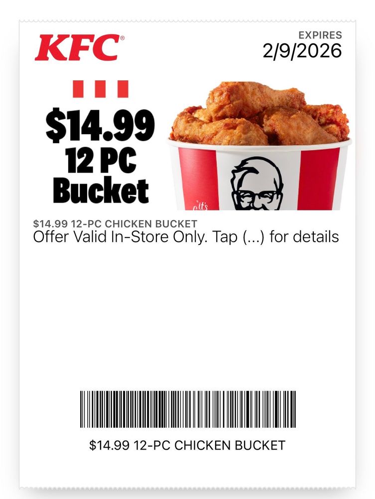 Mega Cubeta KFC de 12 Piezas a solo $14.99