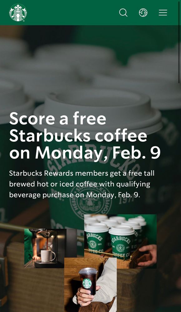 Starbucks Rewards: Café del Día Tall Gratis con Compra de Bebida