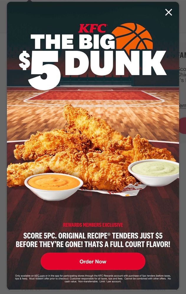 KFC The Big Dunk Deal: 5 Chicken Tenders with 2 Sauces