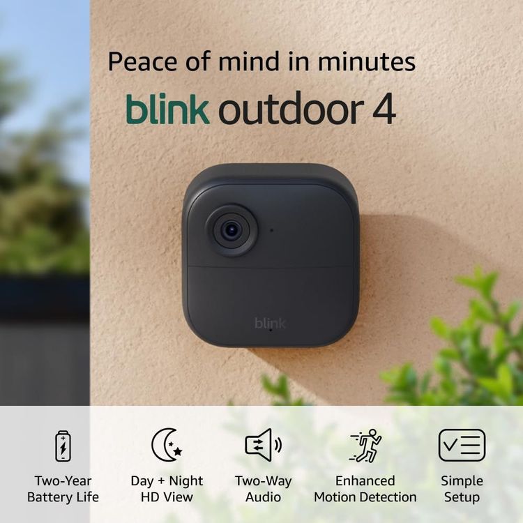 Blink Outdoor 4 – Wireless smart security camera, two-year battery life, Sync Module Core included – 5 camera system